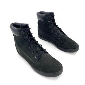 Timberland Dausette Ankle Boots Sneakers Womens 6.5 Black Nubuck Leather Lace Up